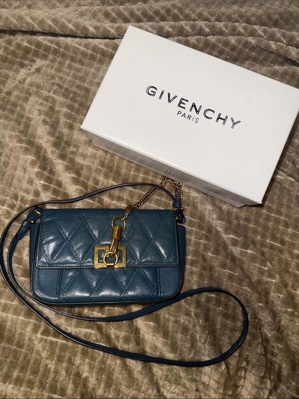 Givenchy Blue Quilted Leather Chain Strap Crossbody